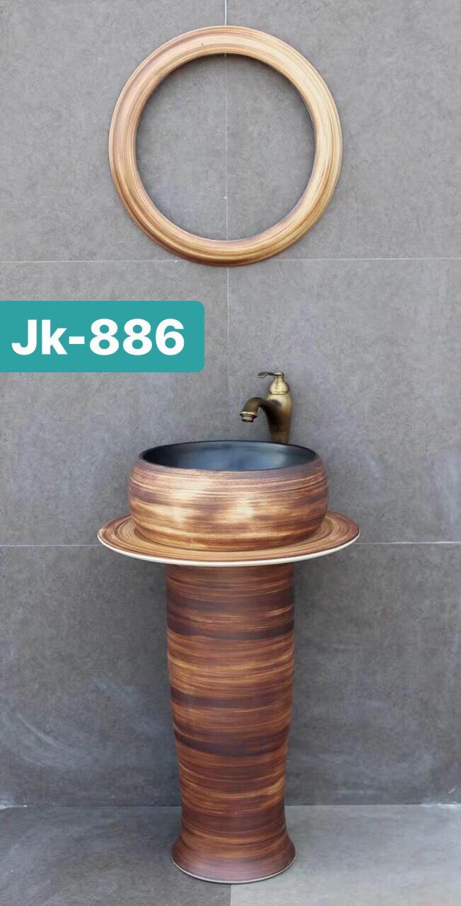 Bộ chân chậu rửa mặt tân cổ + gương 889